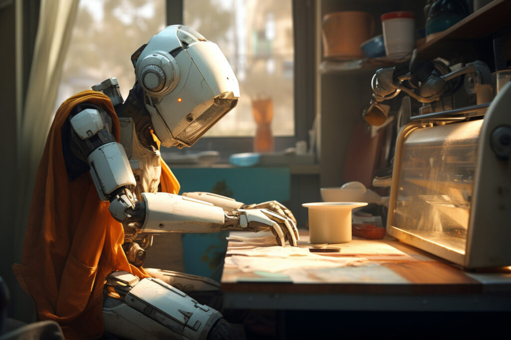 Illustration of AI tools supporting small business tasks like marketing, customer service, and inventory management.